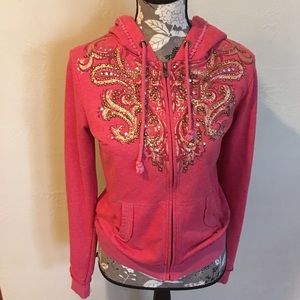 💎 MISS ME Salmon Hoodie Bling size Medium
